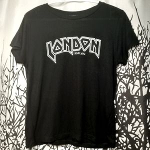 F21 London I Love You Black Short Sleeve T-shirt